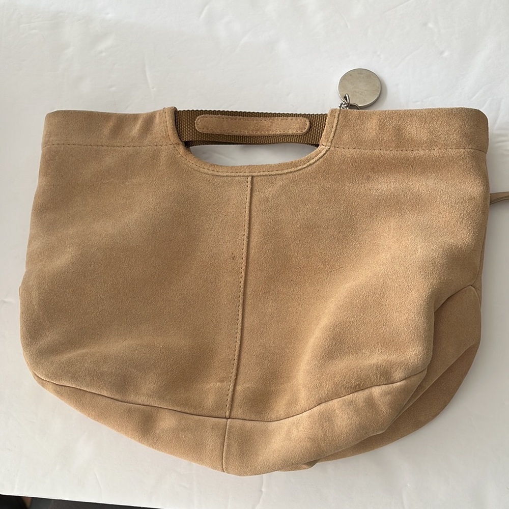Apostrophe Mini Tan Suede Hand Bag - Picture 3 of 12